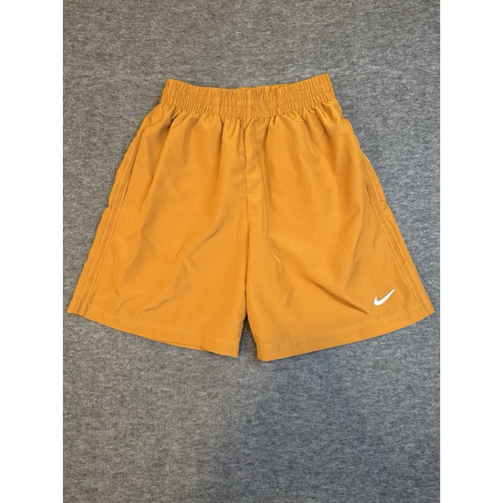 Nike Dri Fit Shorts Girls Sz M Golden Orange Rust Brown Lightweight Pockets